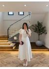 (ÖN SİPARİŞ )EKRU TÜVİT ELBİSE-4203