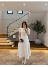 (ÖN SİPARİŞ )EKRU TÜVİT ELBİSE-4203