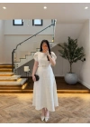 (ÖN SİPARİŞ )EKRU TÜVİT ELBİSE-4203