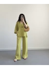 ELESSİ LİMON KÜFÜ RENK ÖNÜ DÜĞMELİ KİMONO TAKIM