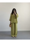 ELESSİ LİMON KÜFÜ RENK ÖNÜ DÜĞMELİ KİMONO TAKIM