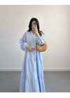 ELETA BEBE MAVİ MÜSLİN UZUN ELBİSE