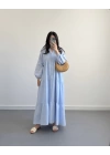 ELETA BEBE MAVİ MÜSLİN UZUN ELBİSE