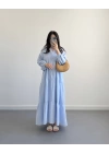ELETA BEBE MAVİ MÜSLİN UZUN ELBİSE