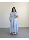 ELETA BEBE MAVİ MÜSLİN UZUN ELBİSE