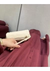 ELETA BORDO MÜSLİN UZUN ELBİSE