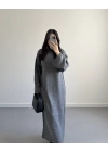 GRİ BALIKÇI YAKA TRİKO ELBİSE