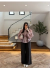 GÜL KURUSU BELDEN OTURTMALI ORGANZE GÖMLEK-EU5233