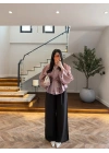 GÜL KURUSU BELDEN OTURTMALI ORGANZE GÖMLEK-EU5233