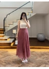 GÜL KURUSU KIRIŞIK ASİMETRİK ETEK -3207