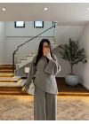 HAKİ ASİMETRİK BAĞCIKLI BLUZ TAKIM -9203