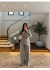 HAKİ ASİMETRİK BAĞCIKLI BLUZ TAKIM -9203