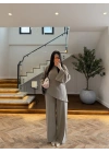 HAKİ ASİMETRİK BAĞCIKLI BLUZ TAKIM -9203