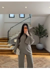 HAKİ ASİMETRİK BAĞCIKLI BLUZ TAKIM -9203