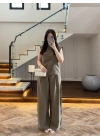 HAKİ ASİMETRİK DÜĞMELİ TENSEL TAKIM-26Y277