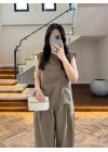 HAKİ ASİMETRİK DÜĞMELİ TENSEL TAKIM-26Y277