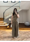 HAKİ ASİMETRİK DÜĞMELİ TENSEL TAKIM-26Y277