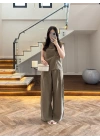 HAKİ ASİMETRİK DÜĞMELİ TENSEL TAKIM-26Y277