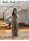 HAKİ ASİMETRİK DÜĞMELİ TENSEL TAKIM-26Y277