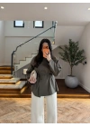 HAKİ BAĞCIKLI DİK YAKA GÖMLEK-5566