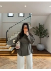 HAKİ BAĞCIKLI DİK YAKA GÖMLEK-5566