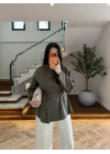 HAKİ BAĞCIKLI DİK YAKA GÖMLEK-5566