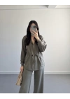 HAKİ BELİ BÜZGÜ İPLİ MODAL TAKIM