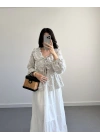 HAKİ ÇİZGİLİ BEBE YAKA PÜSKÜL BLUZ