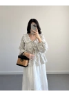 HAKİ ÇİZGİLİ BEBE YAKA PÜSKÜL BLUZ
