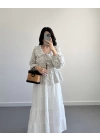 HAKİ ÇİZGİLİ BEBE YAKA PÜSKÜL BLUZ