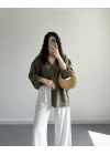 HAKİ DÜŞÜK OMUZLU GÖMLEK