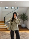 HAKİ EKOSE BAĞCIKLI OVERSİZE GÖMLEK-5589