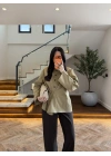 HAKİ EKOSE BAĞCIKLI OVERSİZE GÖMLEK-5589