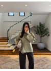 HAKİ EKOSE BAĞCIKLI OVERSİZE GÖMLEK-5589