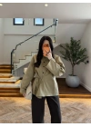 HAKİ EKOSE BAĞCIKLI OVERSİZE GÖMLEK-5589