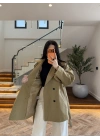 HAKİ EKOSE PELERİNLİ ARA BOY TRENCH -7797