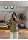 HAKİ EKOSE PELERİNLİ ARA BOY TRENCH -7797