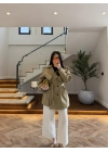 HAKİ EKOSE PELERİNLİ ARA BOY TRENCH -7797