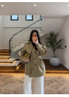 HAKİ EKOSE PELERİNLİ ARA BOY TRENCH -7797