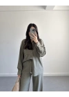 HAKİ KADİFEMSİ DOKULU GÖMLEK TAKIM