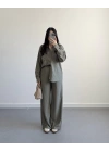 HAKİ KADİFEMSİ DOKULU GÖMLEK TAKIM