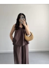 KAHVE KALIN ASKILI TENSEL İKİLİ TAKIM