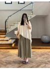 HAKİ KEMERLİ PİLELİ PANTOLON-51419