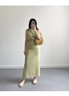 HAKİ KETEN ASİMETRİK BLUZLU ETEK TAKIM