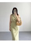 HAKİ KETEN ASİMETRİK BLUZLU ETEK TAKIM