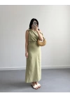 HAKİ KETEN ASİMETRİK BLUZLU ETEK TAKIM