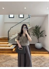 HAKİ KETEN FIRFIR DETAY BLUZ -5507