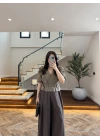 HAKİ KETEN FIRFIR DETAY BLUZ -5507