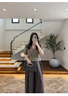 HAKİ KETEN FIRFIR DETAY BLUZ -5507