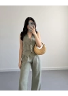 HAKİ KETEN MASKÜLEN YELEK PANTOLON TAKIM